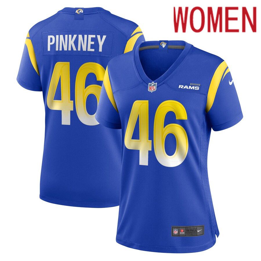 Women Los Angeles Rams #46 Jared Pinkney Nike Royal Game Player NFL Jersey->women nfl jersey->Women Jersey